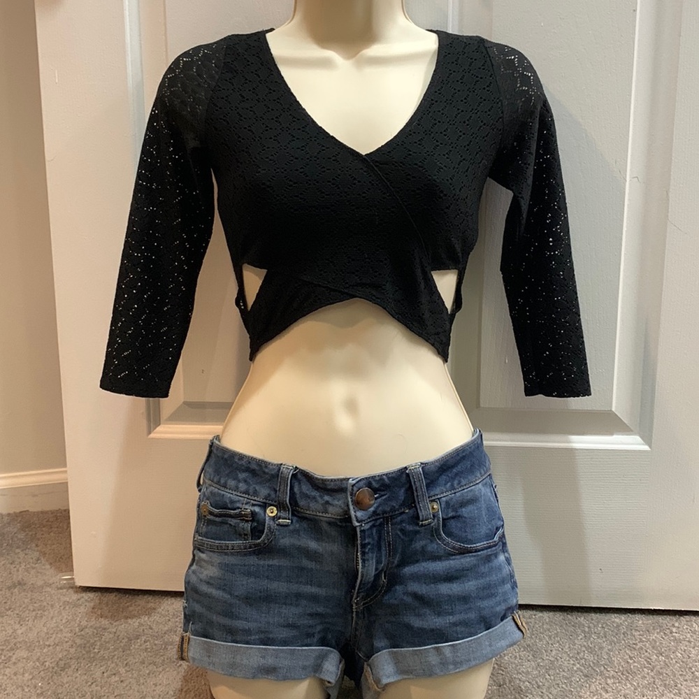 Black Lace Hollister Crop Top
